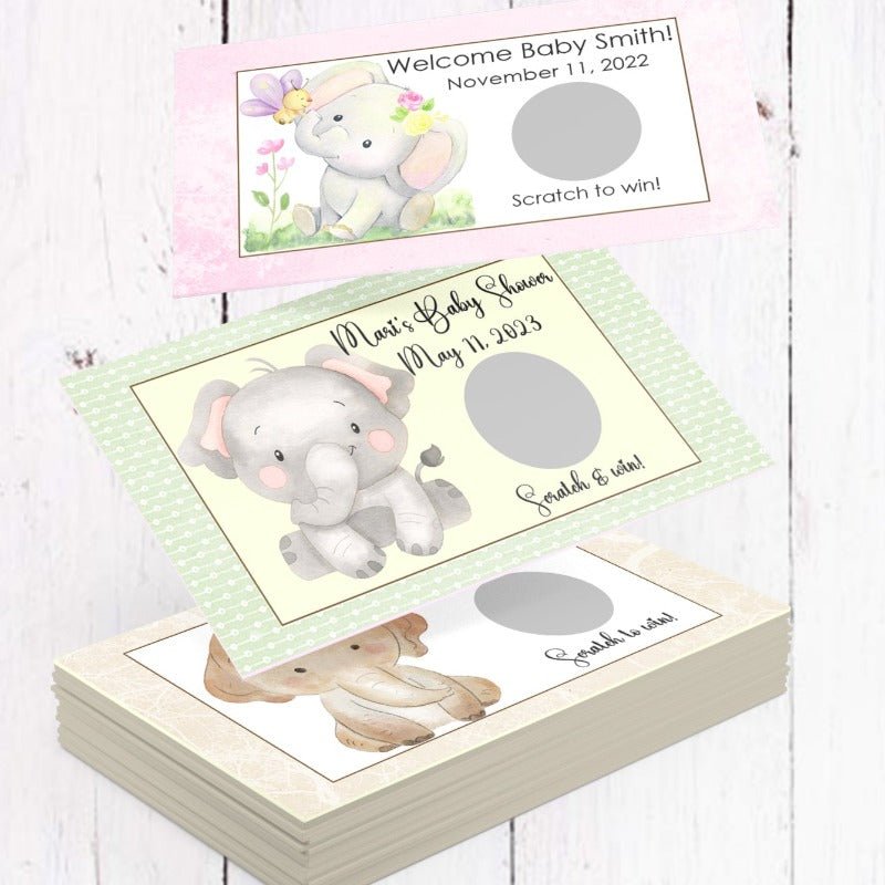 Personalized Elephant Scratch Off Game Cards - Favors Today