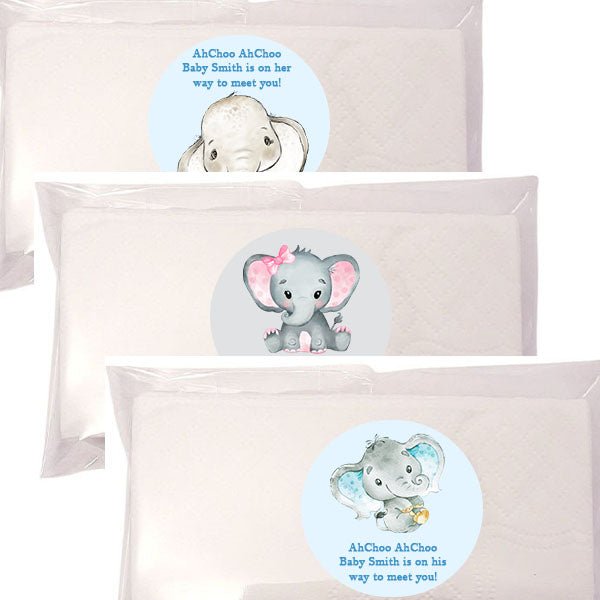 Personalized Elephant Theme Tissue Packet Party Favors - Favors Today