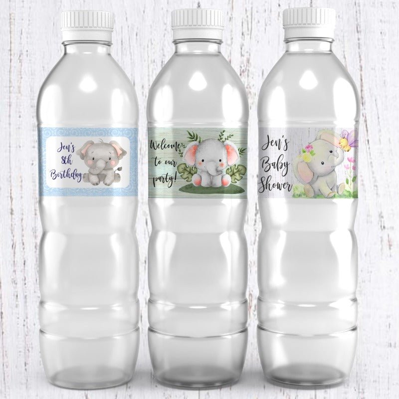 Personalized Elephant Water Bottle Labels - Favors Today
