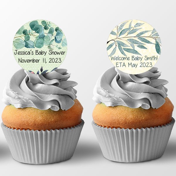 Personalized Eucalyptus Design Cupcake Toppers Food Picks - Favors Today