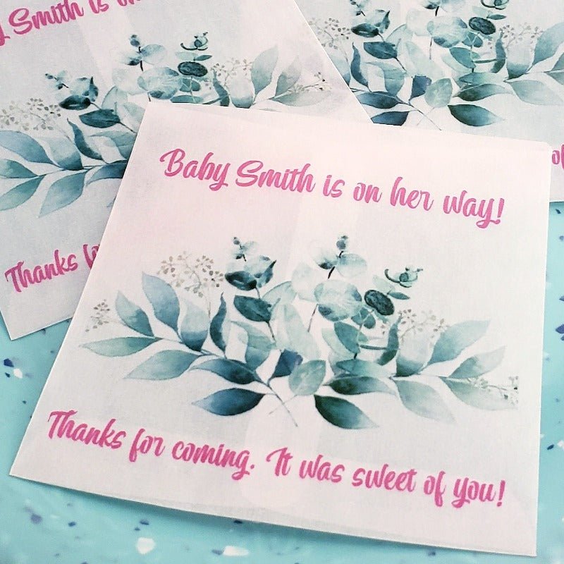 Personalized Eucalyptus Greenery Glassine Party Favor Bags - Favors Today