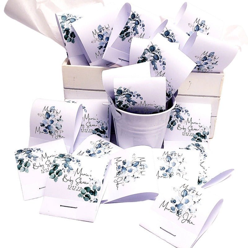 Personalized Eucalyptus Greenery Matchbook Mint Party Favors - Favors Today