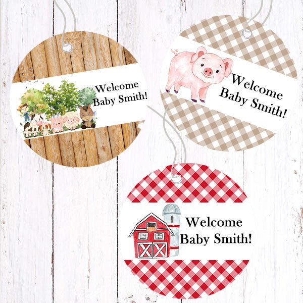 Personalized Farm Animal Tractor Thank You Favor Tags - Favors Today