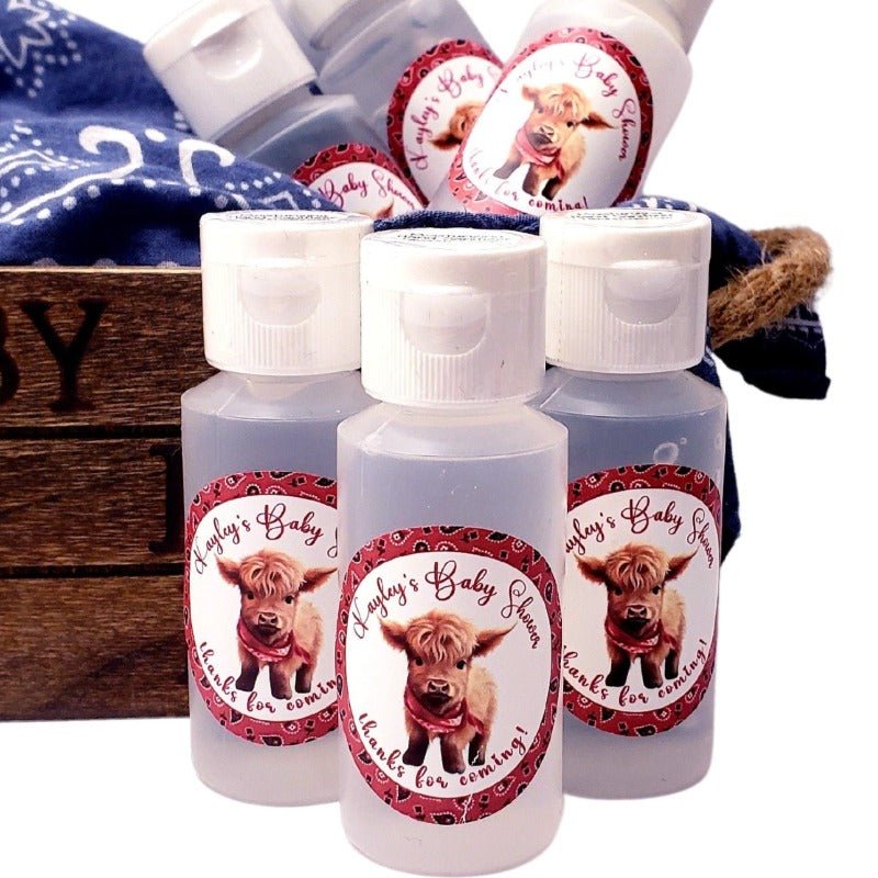 Personalized Highland Cow Hand Sanitizer Party Favors - Favors Today