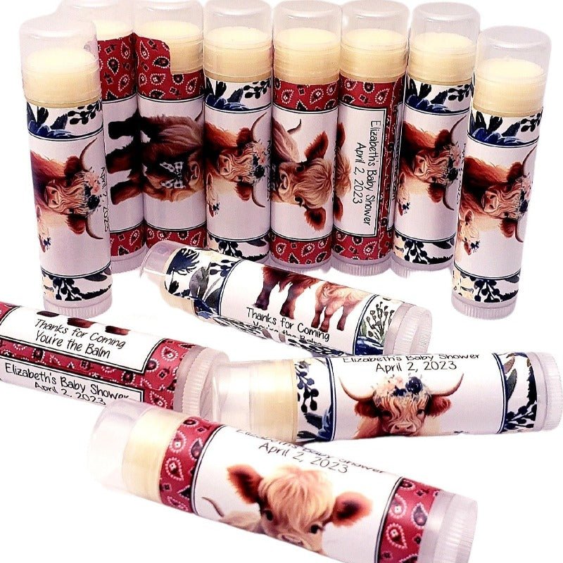 Personalized Highland Cow Lip Balm Party Favors - Favors Today