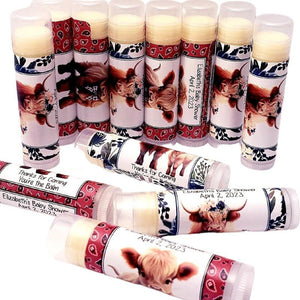 Personalized Highland Cow Lip Balm Party Favors - Favors Today