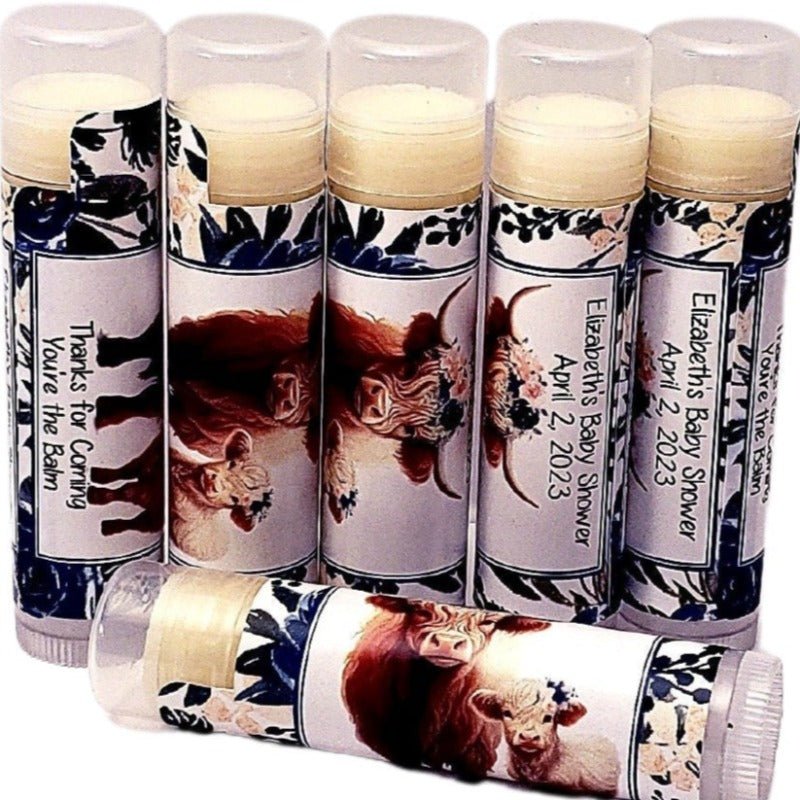 Personalized Highland Cow Lip Balm Party Favors - Favors Today