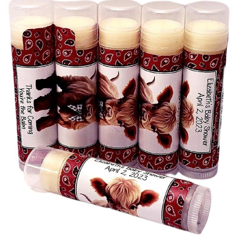 Personalized Highland Cow Lip Balm Party Favors - Favors Today
