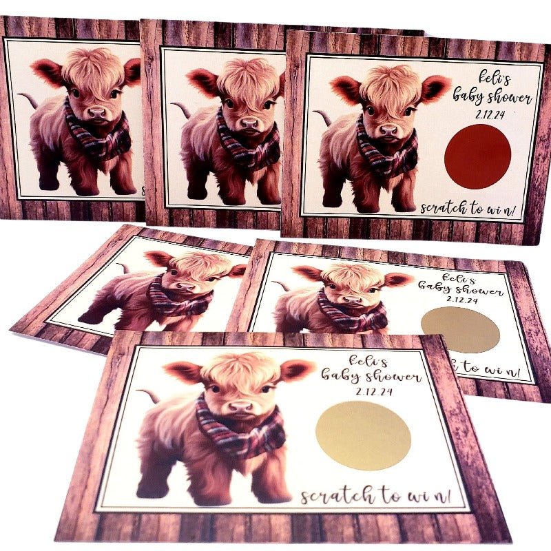 Personalized Highland Cow Scratch Off Game Cards - Favors Today