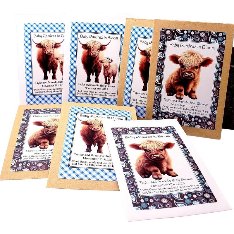 Personalized Highland Cow Seed Packet Party Favors Custom Party Decor - Favors Today