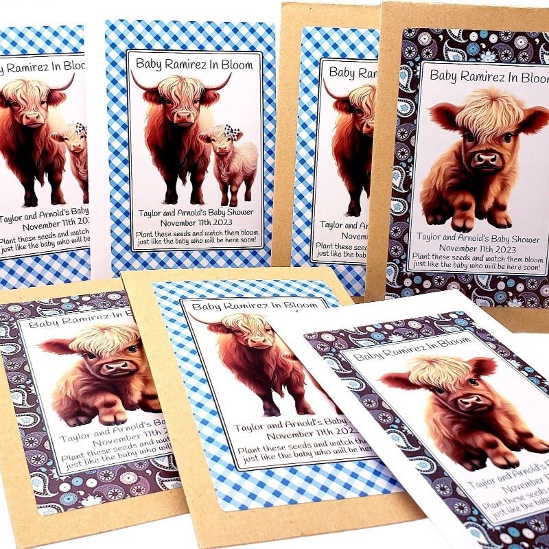 Personalized Highland Cow Seed Packet Party Favors Custom Party Decor - Favors Today