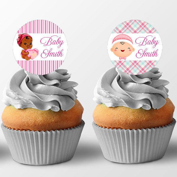 Personalized Its A Girl Baby Shower Cupcake Toppers Food Picks - Favors Today