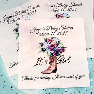 Personalized Its A Girl Baby Shower Glassine Party Favor Goodie Bags - Favors Today