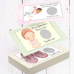 Personalized Its a Girl Baby Shower Scratch Off Game Cards Options - Favors Today