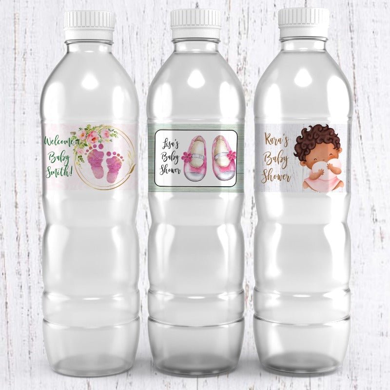 Personalized Its A Girl Baby Shower Waterproof Water Bottle Labels - Favors Today