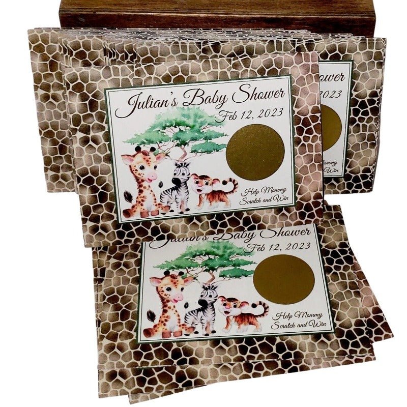 Personalized Jungle Safari Animal Scratch Off Game Cards - Favors Today