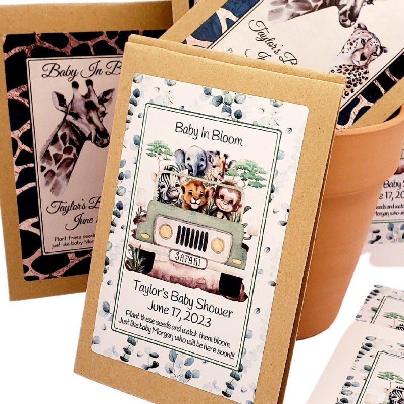 Personalized Jungle Safari Animal Seed Packet Favors Many Options - Favors Today