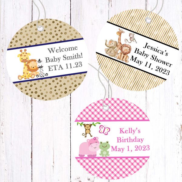 Personalized Jungle Safari Animal Thank You Favor Tags - Favors Today
