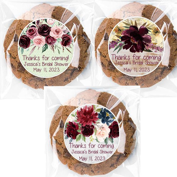 Personalized Maroon Floral Cello Favor Bags Many Options - Favors Today