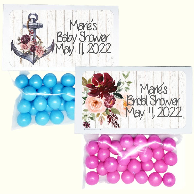 Personalized Maroon Floral Custom Treat Favor Bags and Toppers - Favors Today