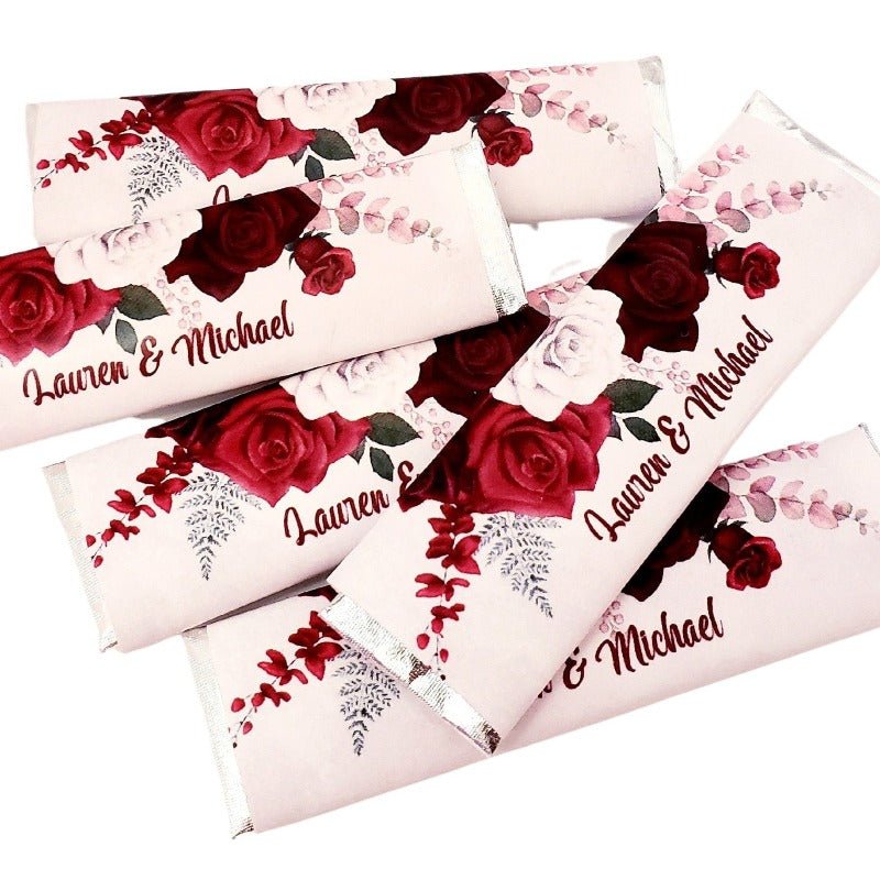 Wedding Favors Personalized Maroon Floral Gum Sticks-1