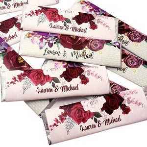 Wedding Favors Personalized Maroon Floral Gum Sticks-1