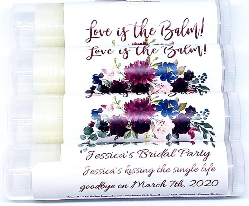 Personalized Maroon Floral Lip Balm Chap Stick Party Favors - Favors Today
