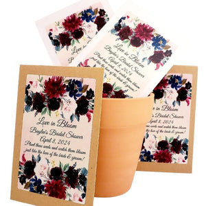 Personalized Maroon Floral Seed Packet Party Favors Many Options - Favors Today