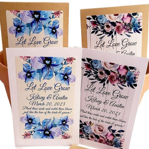 Personalized Navy Slate Baby Blue Floral Seed Packet Party Favors - Favors Today