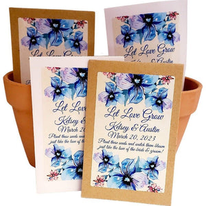 Personalized Navy Slate Baby Blue Floral Seed Packet Party Favors - Favors Today