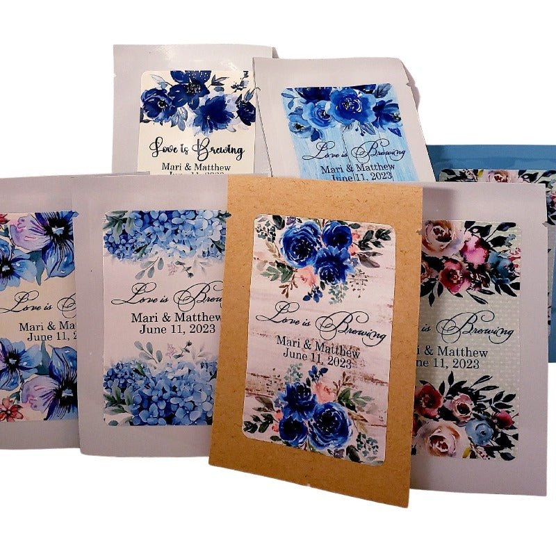 Bridal Baby Shower and Wedding Favors Blue Floral Tea Bag Gift Favor-1