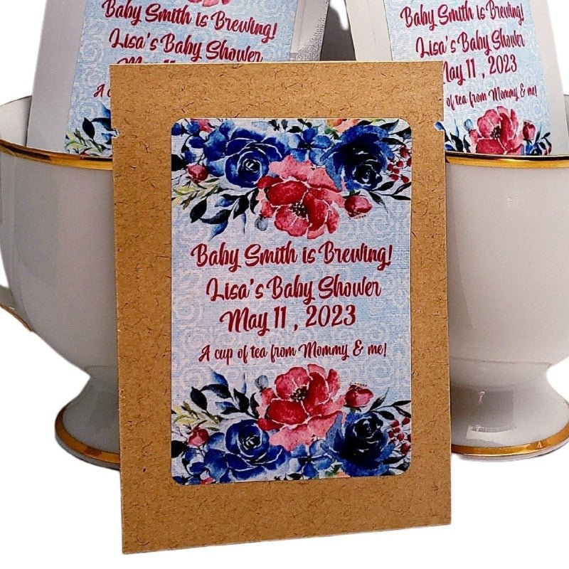 Bridal Baby Shower and Wedding Favors Blue Floral Tea Bag Gift Favor-8