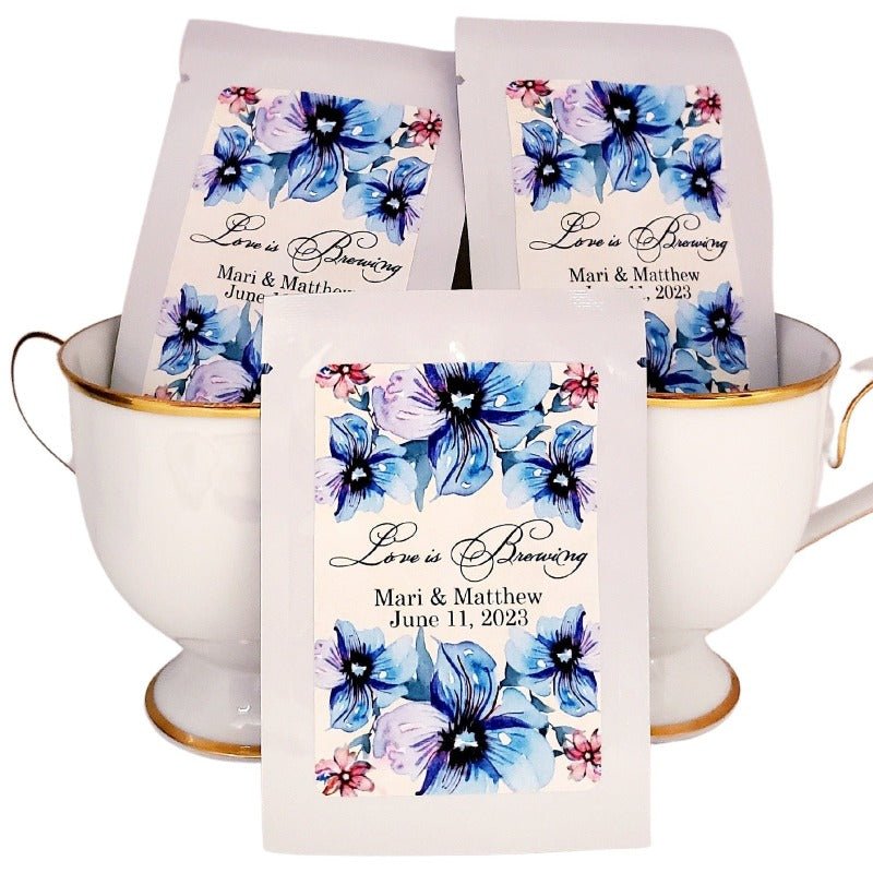 Bridal Baby Shower and Wedding Favors Blue Floral Tea Bag Gift Favor-6