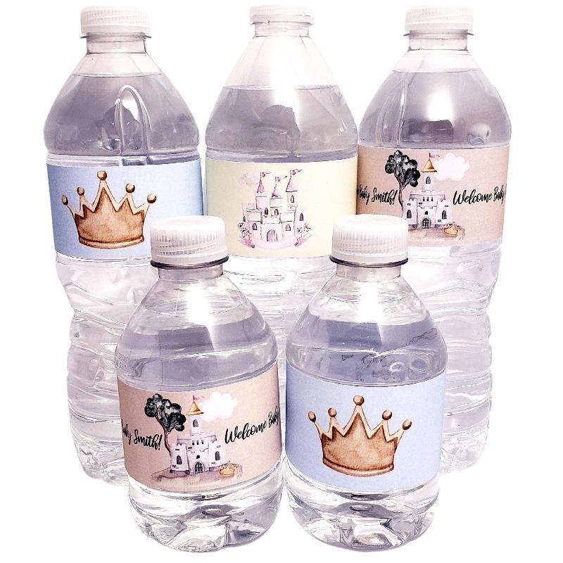 Personalized Prince or Princess Waterproof Water Bottle Labels Options - Favors Today
