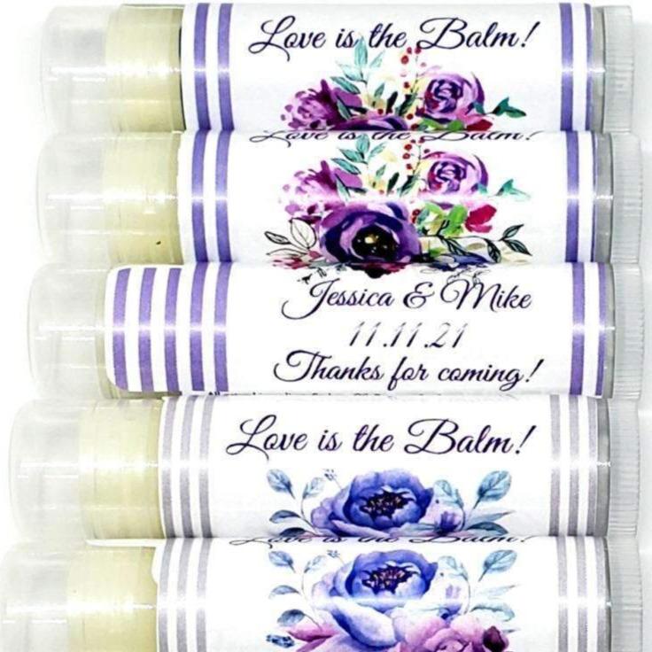 Personalized Purple Floral Lip Balm Chap Stick Party Favors - Favors Today