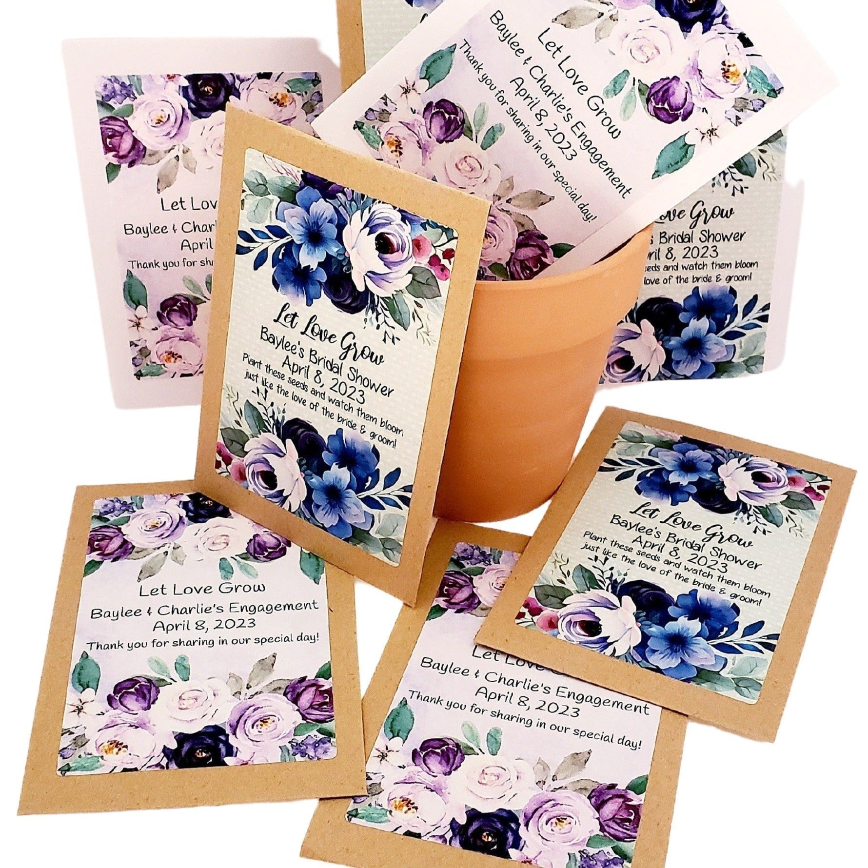 Personalized Purple Floral Seed Packet Party Favors Many Options - Favors Today