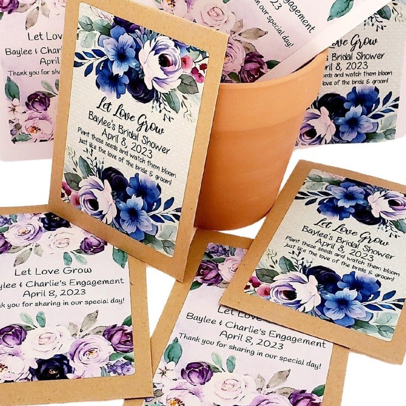 Personalized Purple Floral Seed Packet Party Favors Many Options