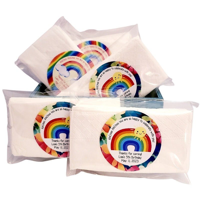 Personalized Rainbow Tissue Pack Party Favors