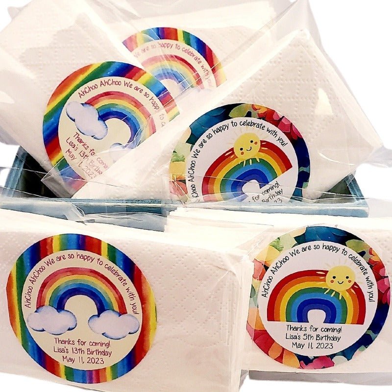 Personalized Rainbow Tissue Pack Party Favors