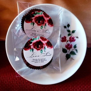 Personalized Red Crimson Dark Red Burgundy Floral Cello Favor Bags - Favors Today