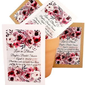 Personalized Red Crimson Dark Red Burgundy Floral Seed Packet Favors - Favors Today