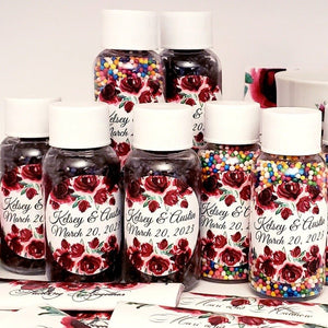 Personalized Red Crimson Dark Red Burgundy Floral Sprinkle Favors - Favors Today