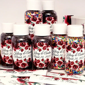 Personalized Red Crimson Dark Red Burgundy Floral Sprinkle Favors - Favors Today