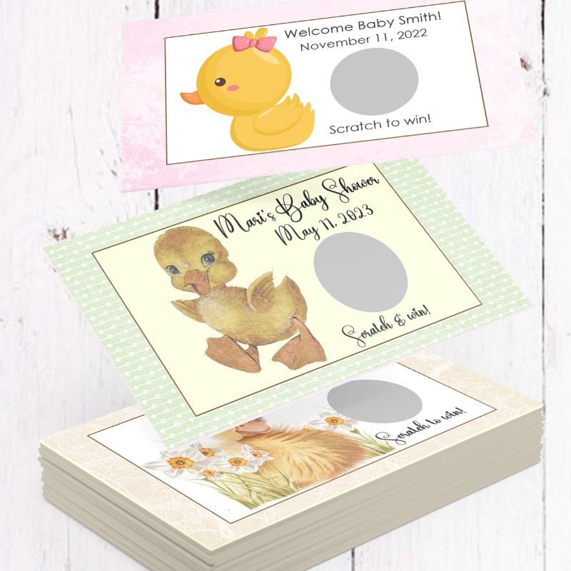 Personalized Rubber Duckie Duck Scratch Off Game Cards - Favors Today