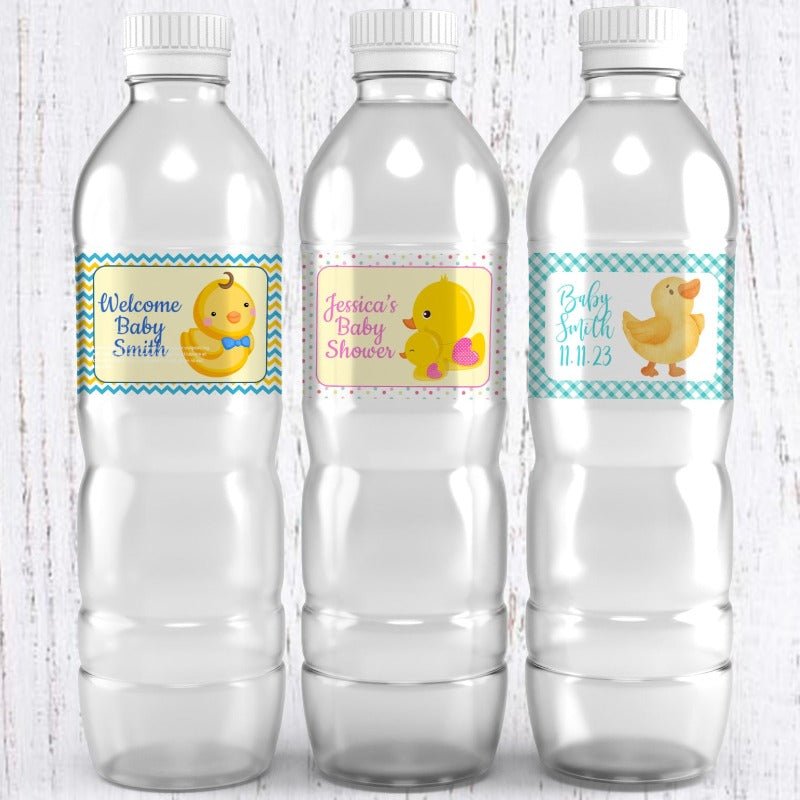 Personalized Rubber Duckie Duck Water Bottle Labels Many Options - Favors Today