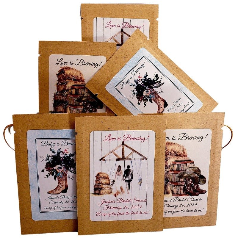 Western Party Favor Cowgirl Bridal Shower Custom Tea Bag Favor Gift-2