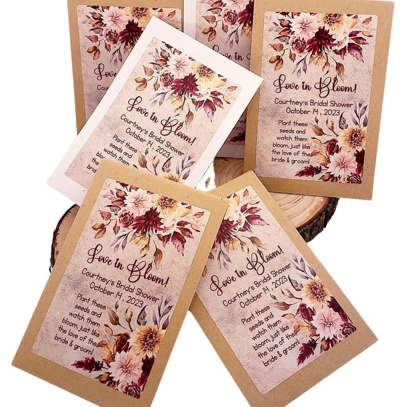 Personalized Rustic Fall Floral Seed Packet Party Favors - Favors Today