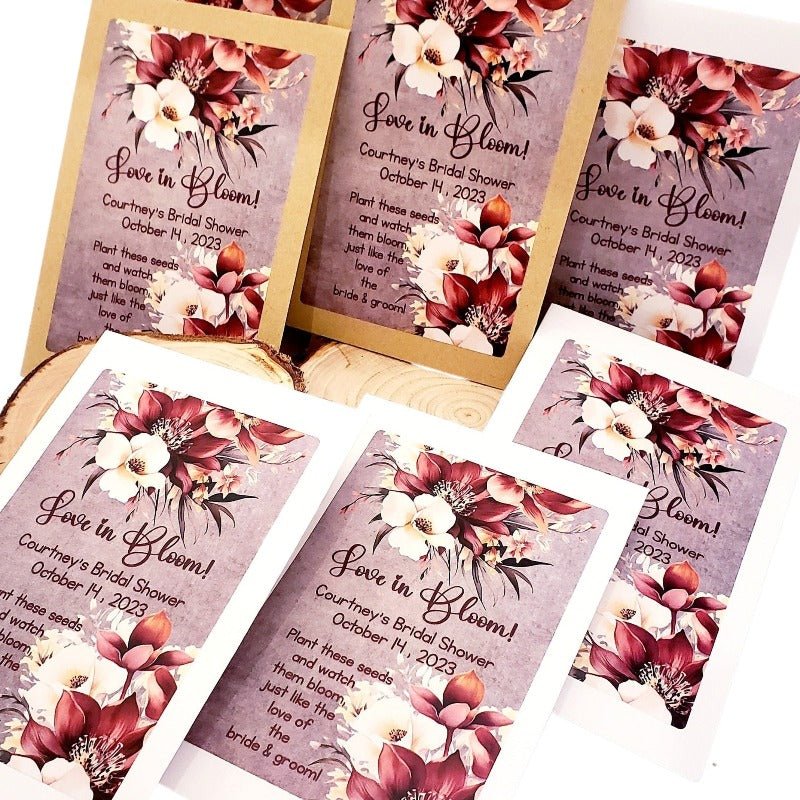 Personalized Rustic Fall Floral Seed Packet Party Favors - Favors Today