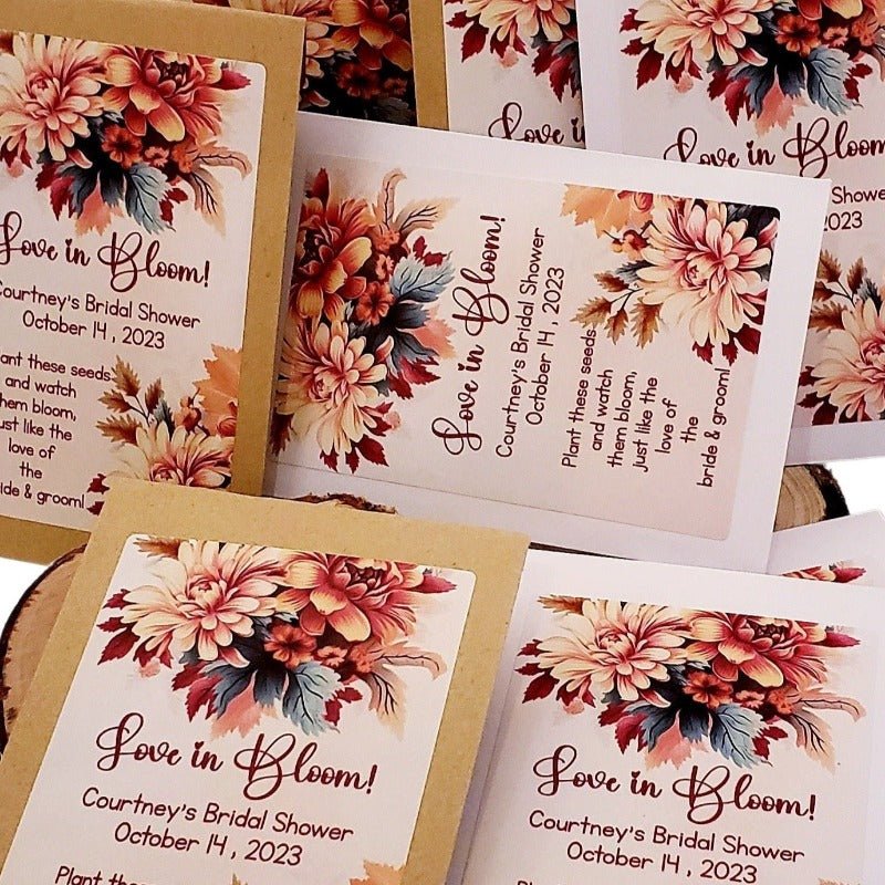 Personalized Rustic Fall Floral Seed Packet Party Favors - Favors Today