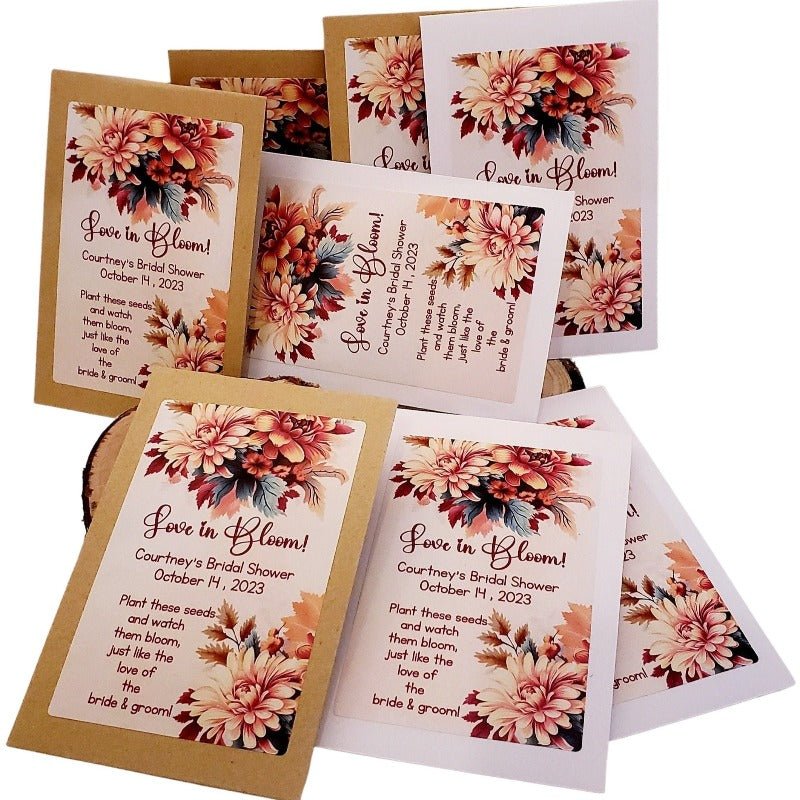 Personalized Rustic Fall Floral Seed Packet Party Favors - Favors Today